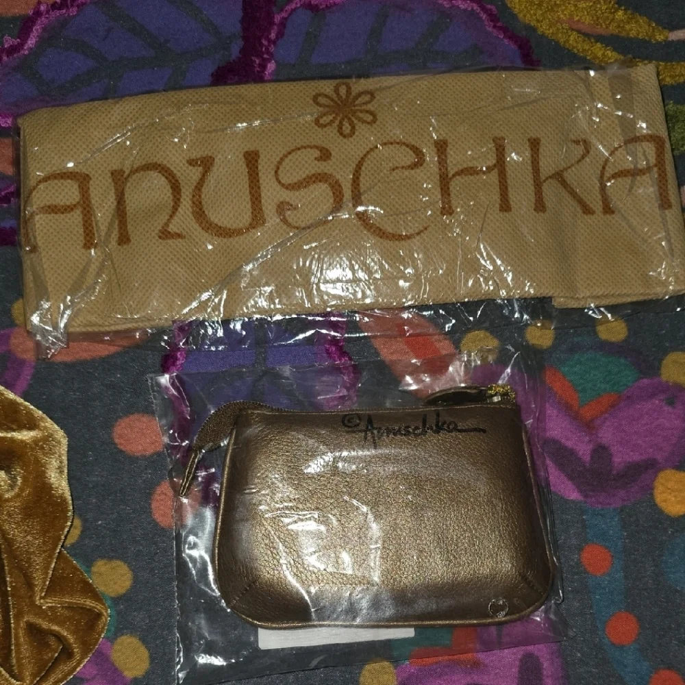 NWT Anuschka Floral Bronze Leather Bag And Matching Coin Purse Set - Picture 5 of 12